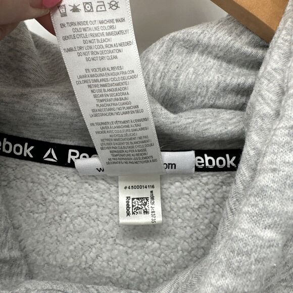 Reebok Hoodie Mens 2XL XXL Sweatshirt Gray Pullover Logo Long Sleeves - Picture 4 of 9